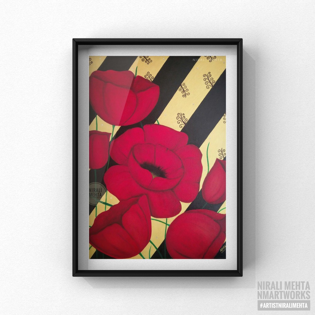 Acrylic  Painting  Poppy  Flowers 