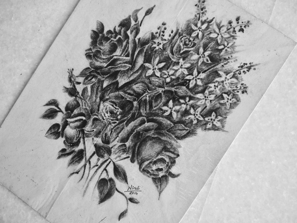 Charcoal Sketch Flowers