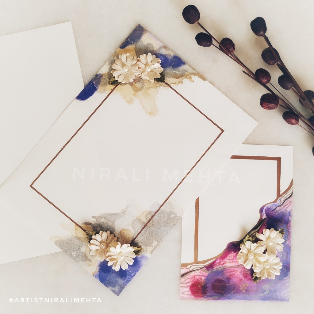 Cards with alcohol ink art